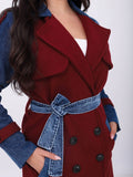 Denim Contrast Belted Coat